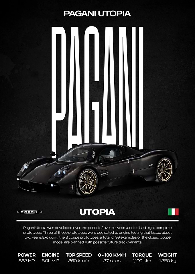 Pagani Utopia Car Poster