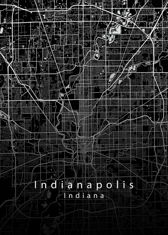 Indianapolis Indiana City Map Black