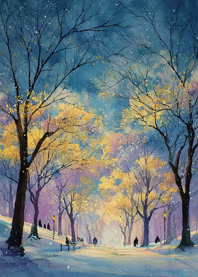 Winter Park Watercolor Painting