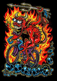 Devil Riding Bike Through Hellfire