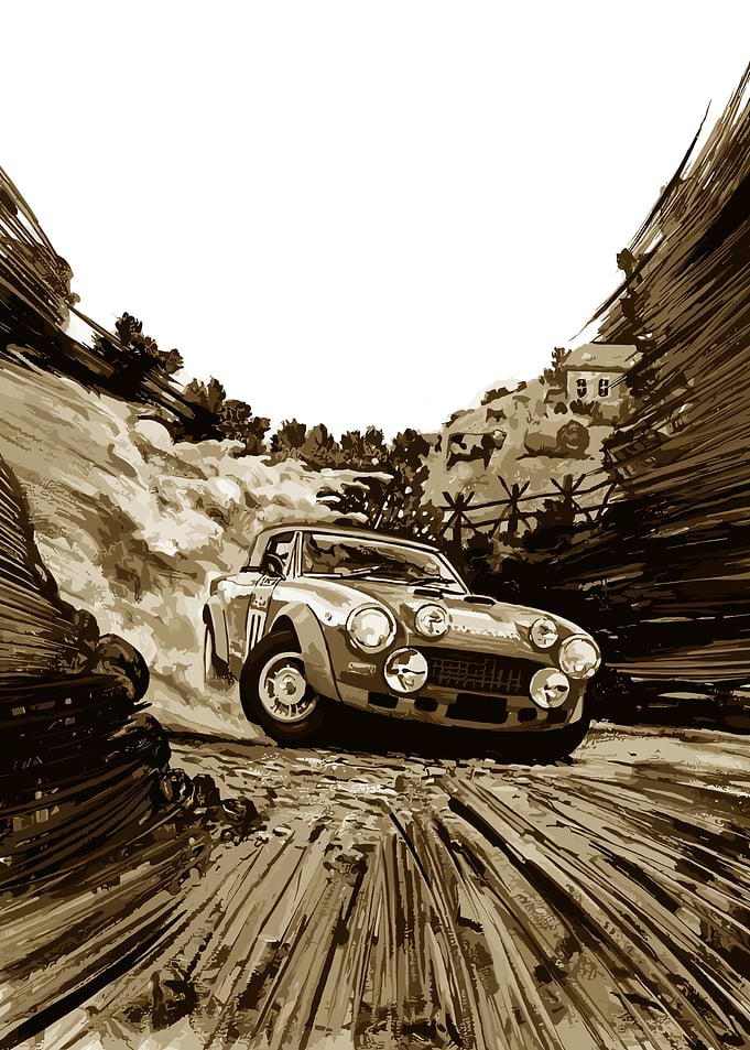 Vintage Rally Car in Action