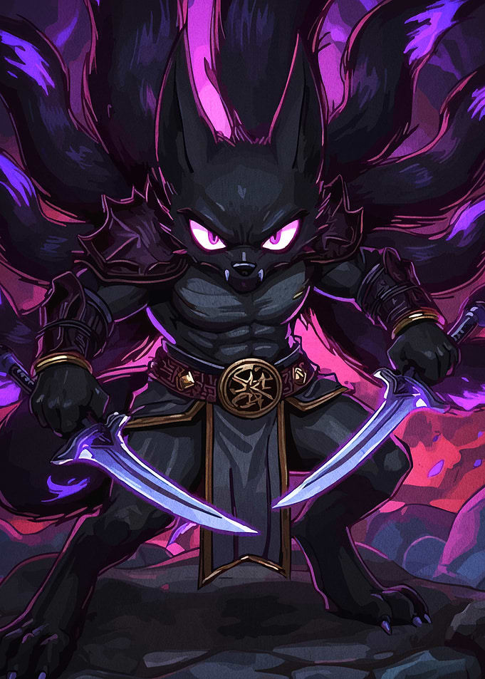 Nine-tailed Fox Warrior with Swords