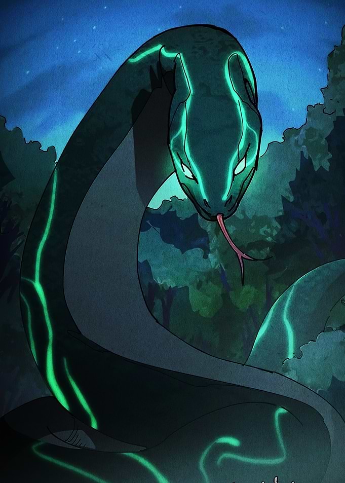 Glowing Snake in Forest
