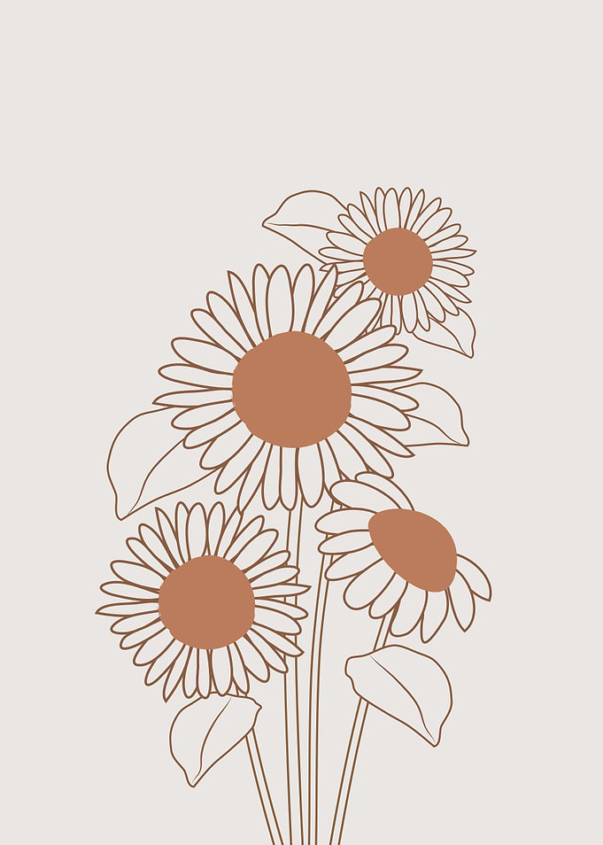 Minimalist Sunflower Line Art