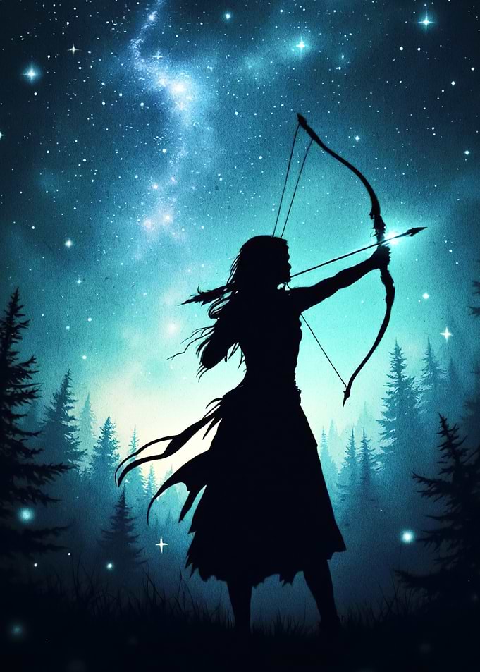 Archer Silhouette Under Starry Night Sky