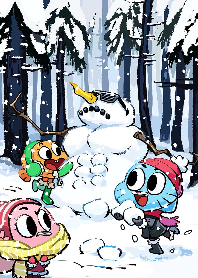 Gumball and Friends in Winter Snow