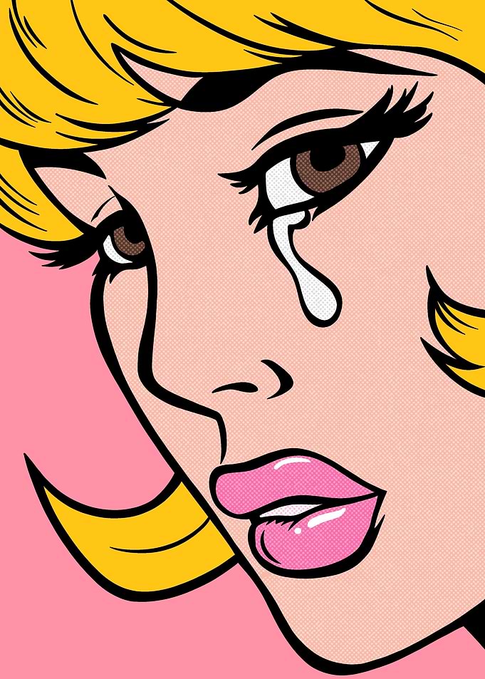 Pop Art Crying Woman Close-Up