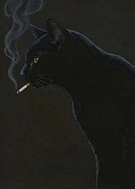 Black Cat Smoking Cigarette Portrait