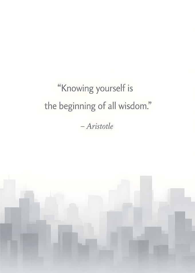 Aristotle Quote with Cityscape Background