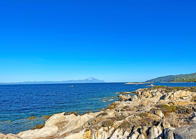 Greece Coastline with Blue Sea and Sky
