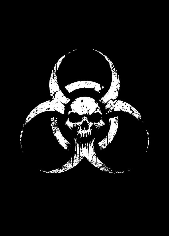 Skull Biohazard Symbol Black and White