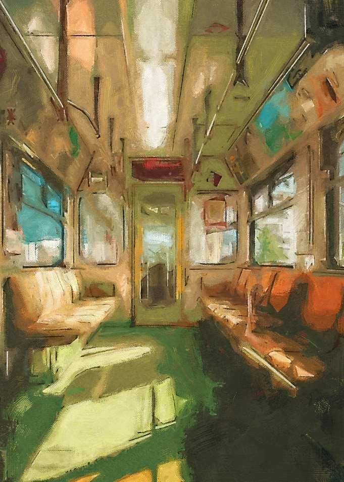 Empty Subway Car Painting