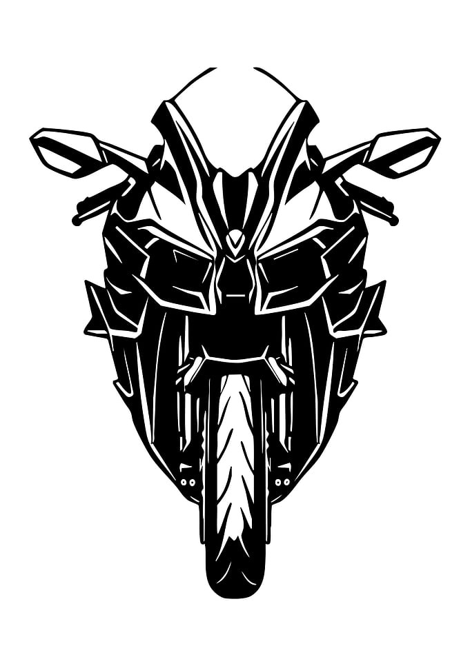 Black and White Motorcycle Illustration
