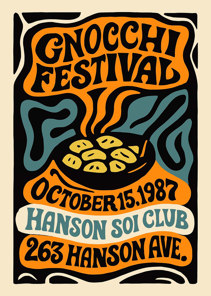 Gnocchi Festival Poster, Retro Style