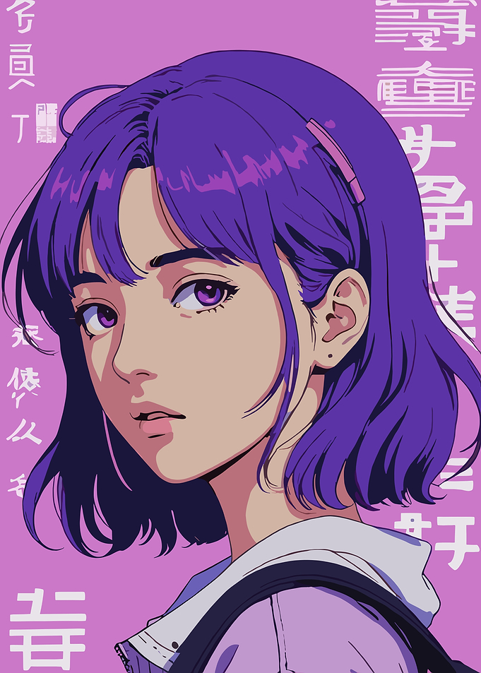 Anime Girl with Purple Hair