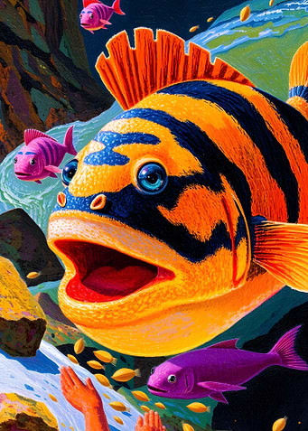 Surreal Fish in a Colorful Landscape