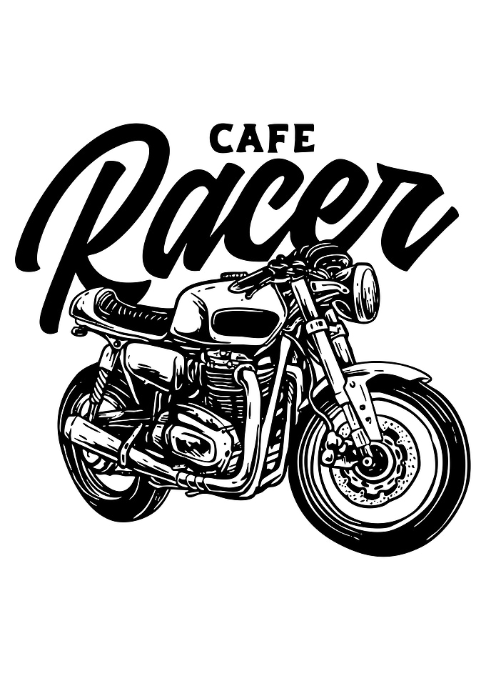 Cafe Racer Motorcycle Black and White