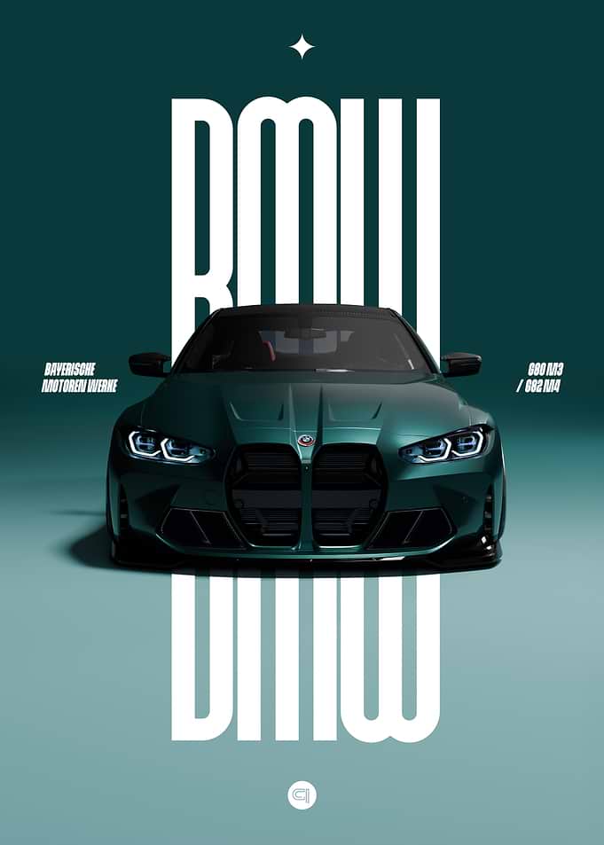 BMW G80 M3 / G82 M4 Green Car Poster