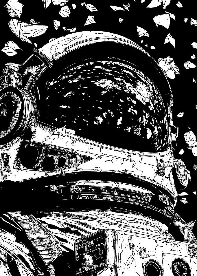 Monochrome Astronaut in Space