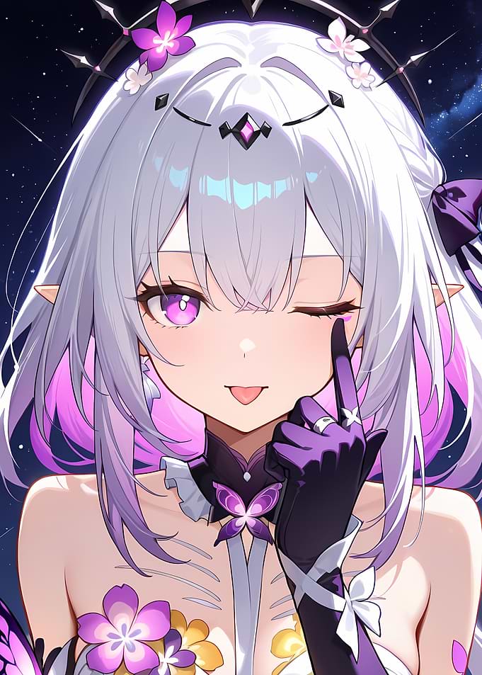 Honkai Star Rail Girl Winking with Purple Accents