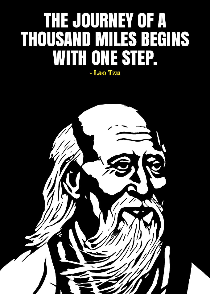 Lao Tzu Quote Black and White Portrait