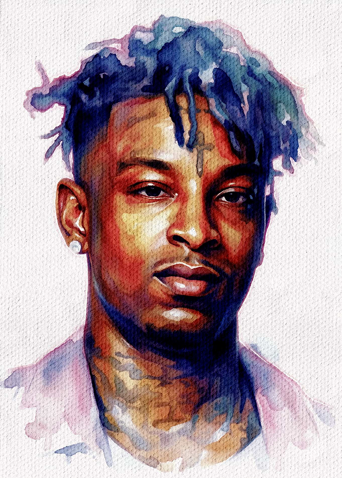 21 Savage Watercolor Portrait