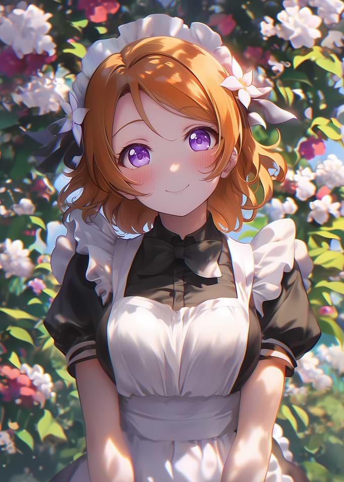 Hanayo Koizumi Anime Girl Maid Outfit with Flowers