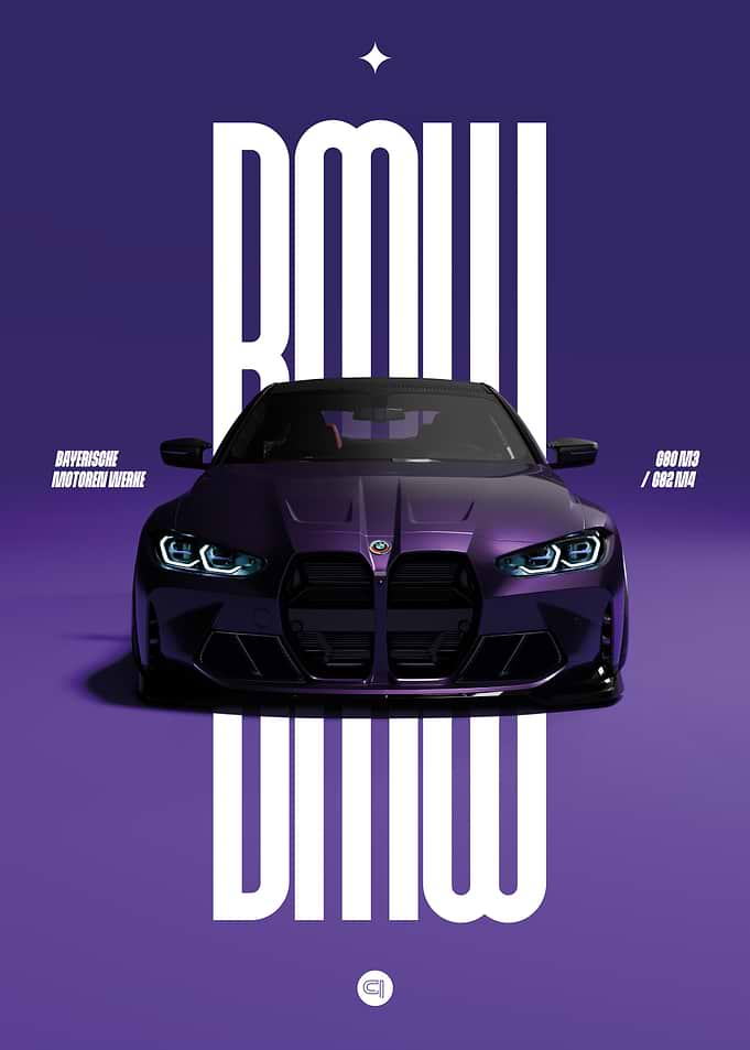 Purple BMW G80 M3 / G82 M4 Car Poster