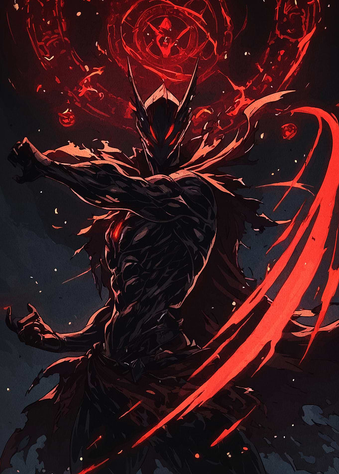 Dark Warrior with Red Energy