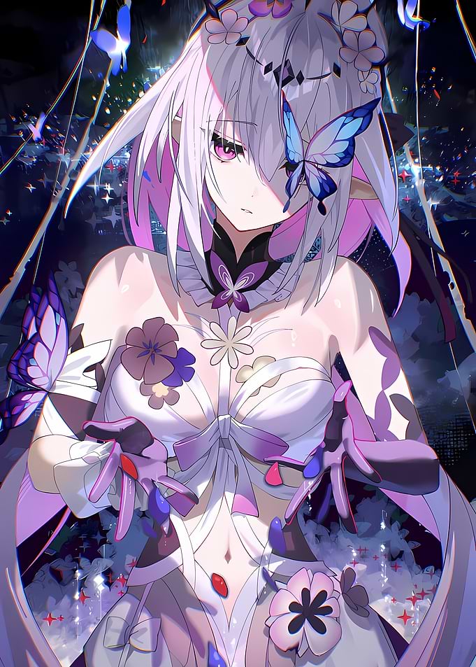 Honkai Star Rail Girl with Butterflies and Flowers