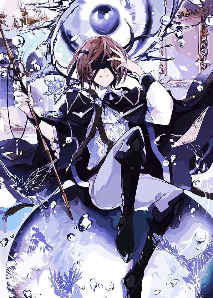 Blindfolded Anime Character with Staff