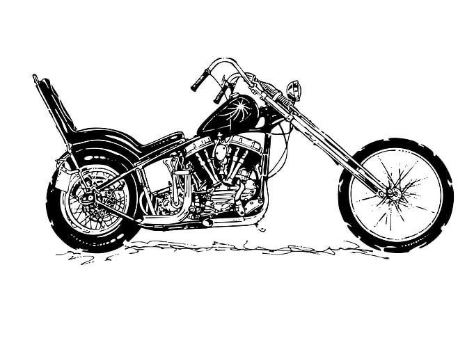 Black and White Motorcycle Illustration
