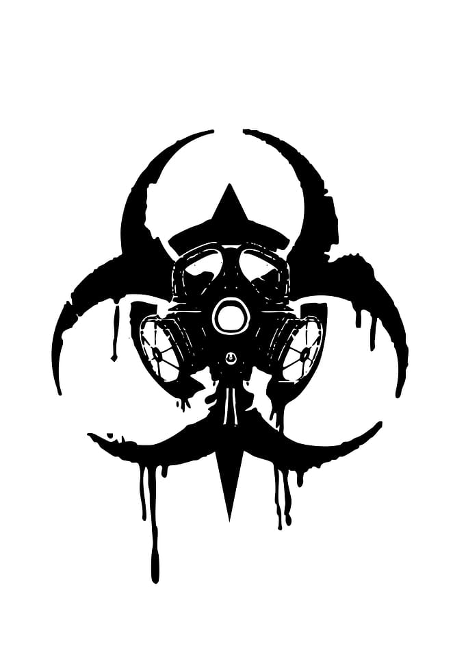 Biohazard Symbol with Gas Mask