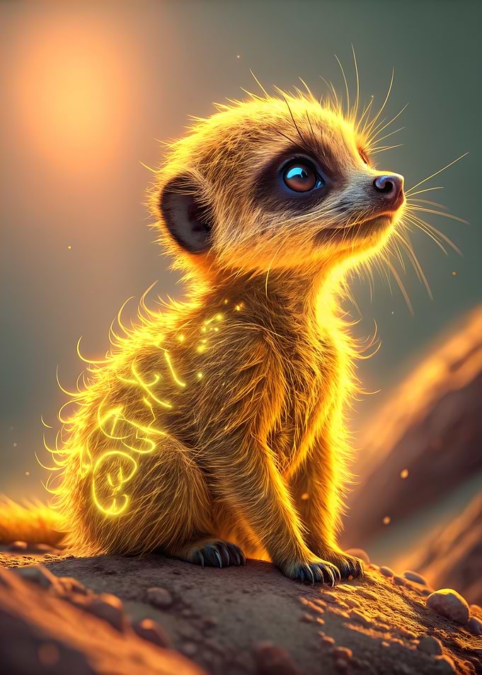 Golden Baby Meerkat Portrait
