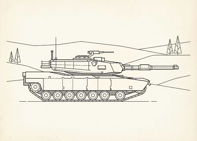 M1 Abrams Tank Blueprint Illustration
