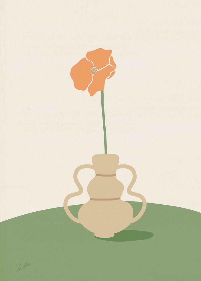 Minimalist Flower in Vase Illustration