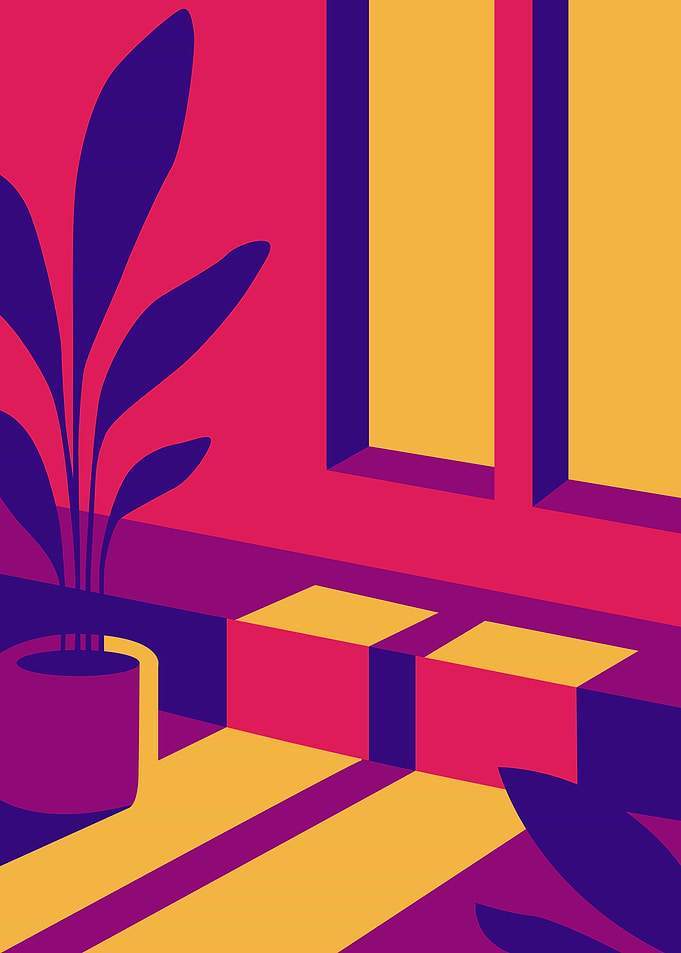 Geometric Room with Plant