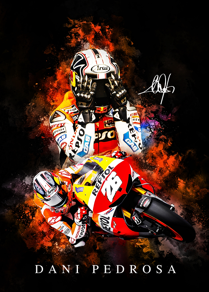 Dani Pedrosa Motorcycle Racing Portrait