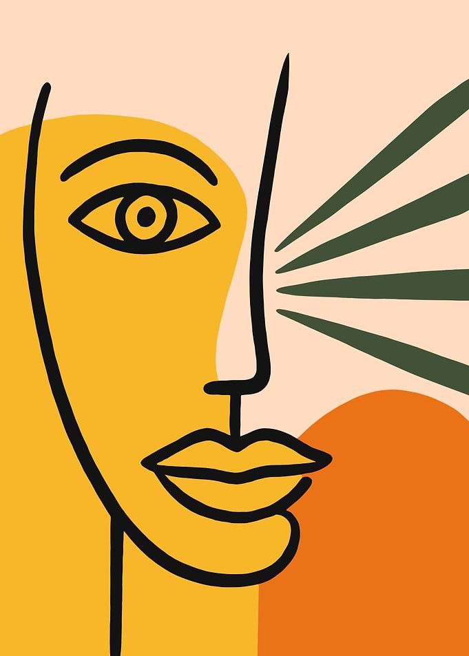 Abstract Face Line Art