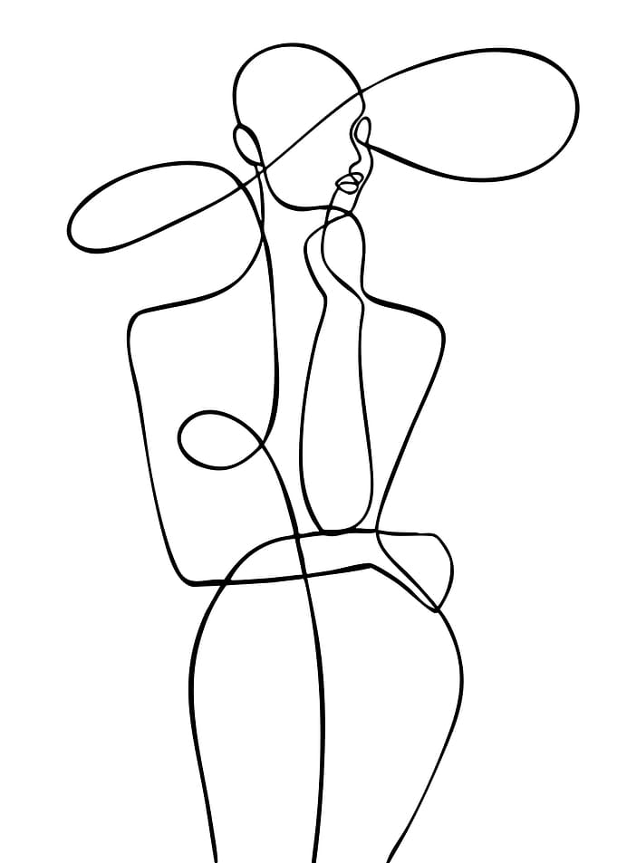 Elegant Woman Line Art with Hat