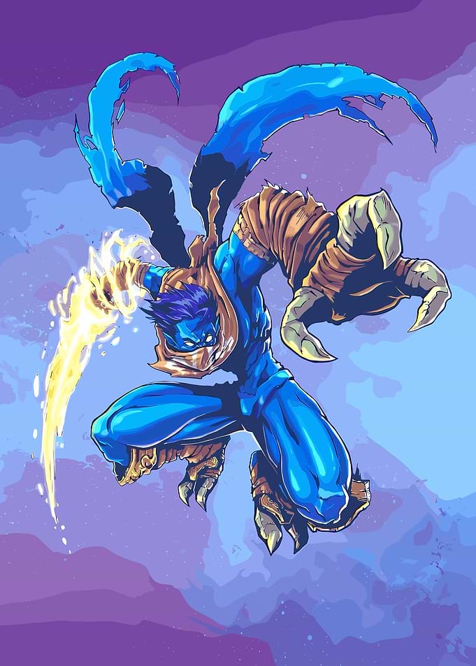 Blue Ninja Warrior with Energy Blade