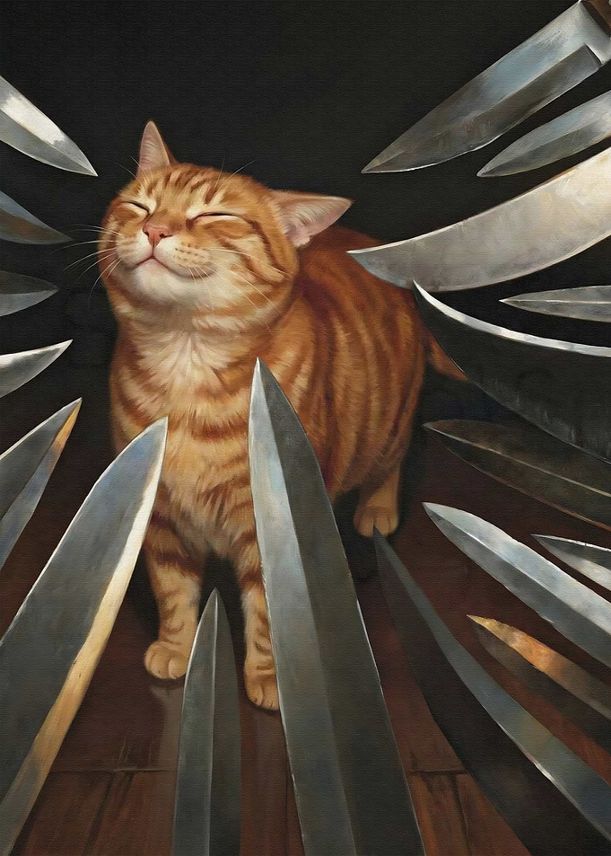 Cat Surrounded by Knives