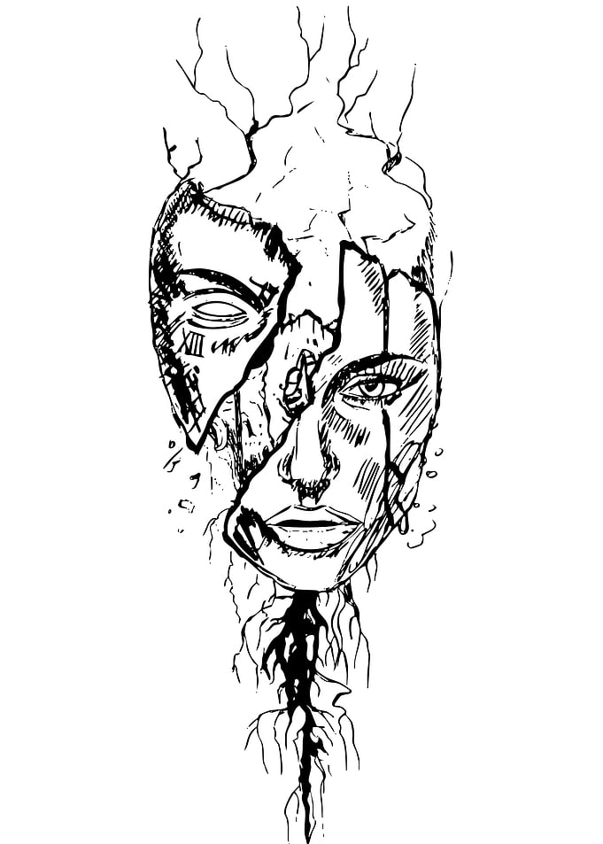 Cracked Face Drawing
