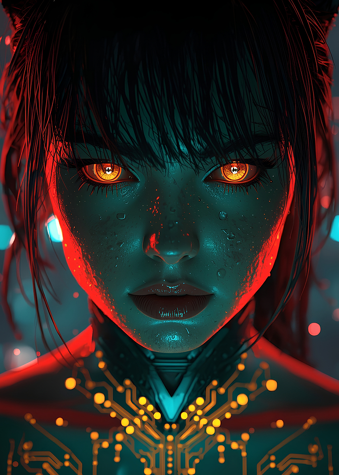 Cyberpunk Girl with Glowing Eyes