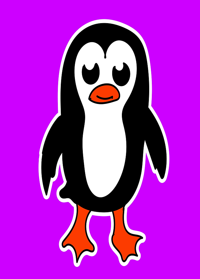 Cartoon Penguin on Purple Background