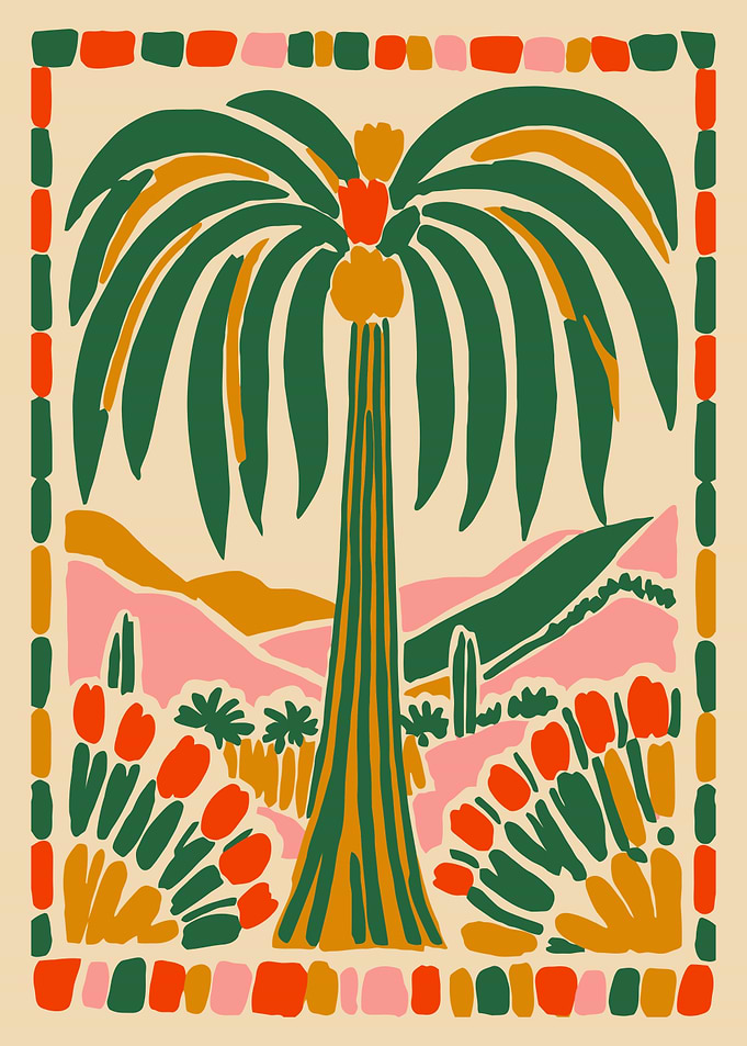 Palm Tree Desert Landscape Illustration
