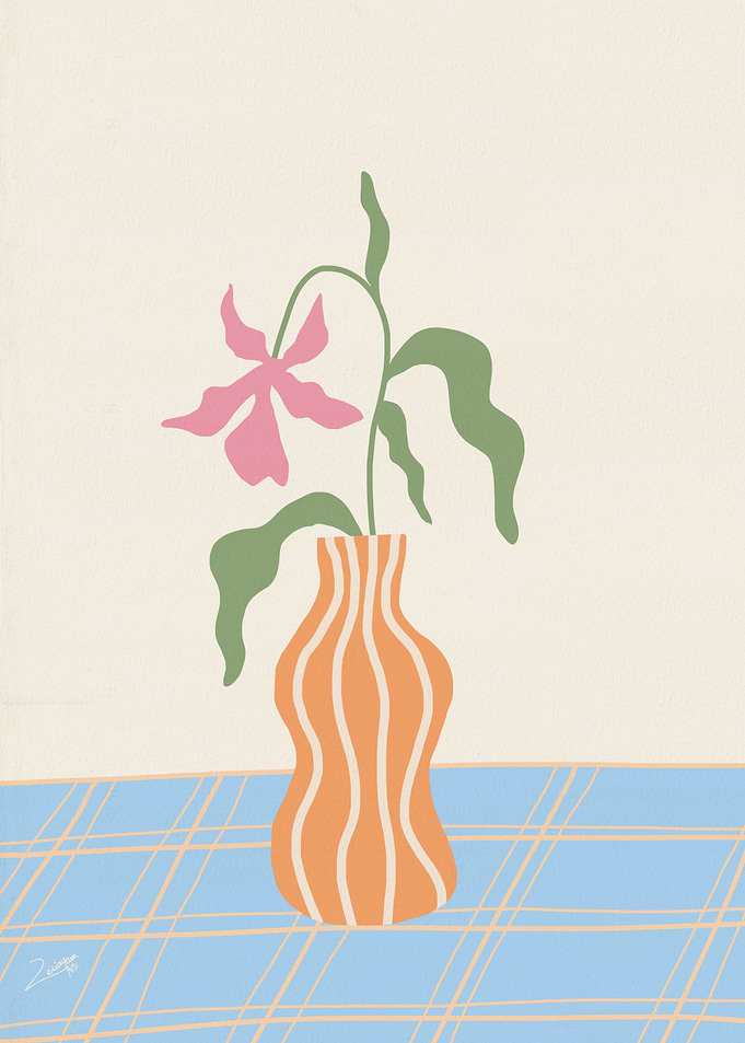 Floral Still Life with Striped Vase