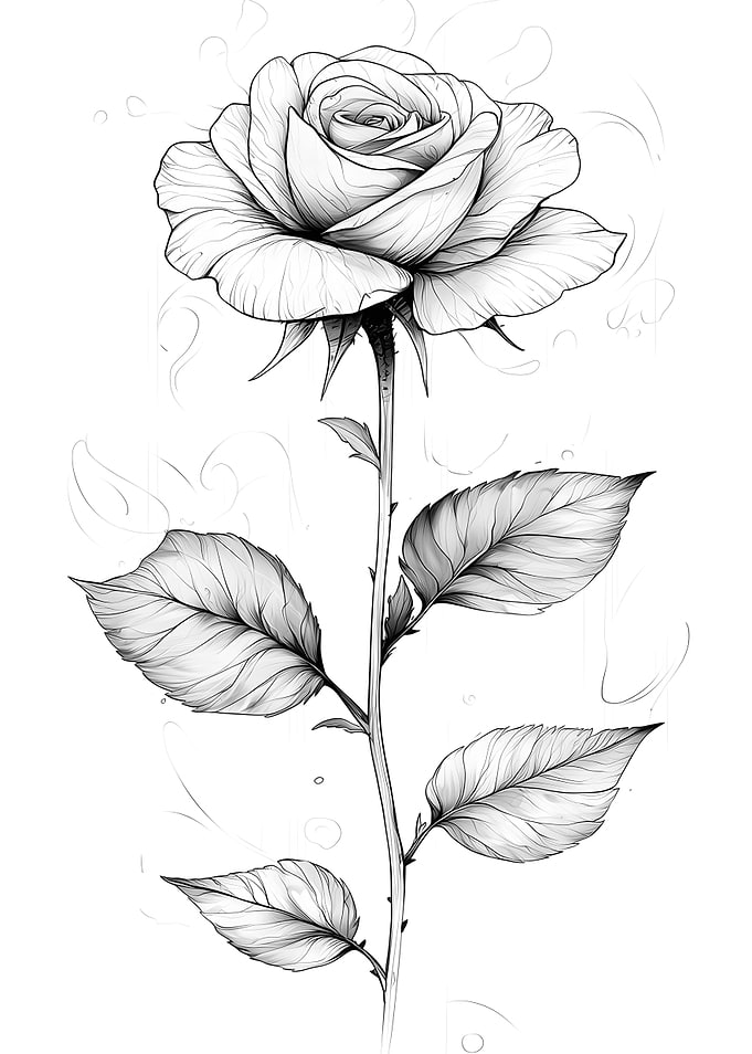 Monochrome Rose Illustration