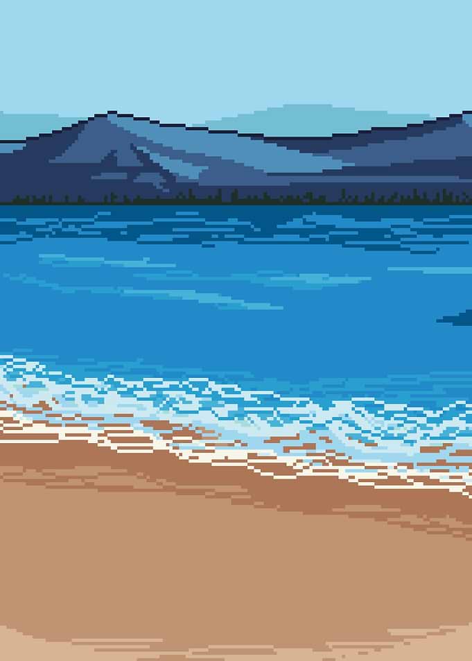 Pixel Art Beach Landscape