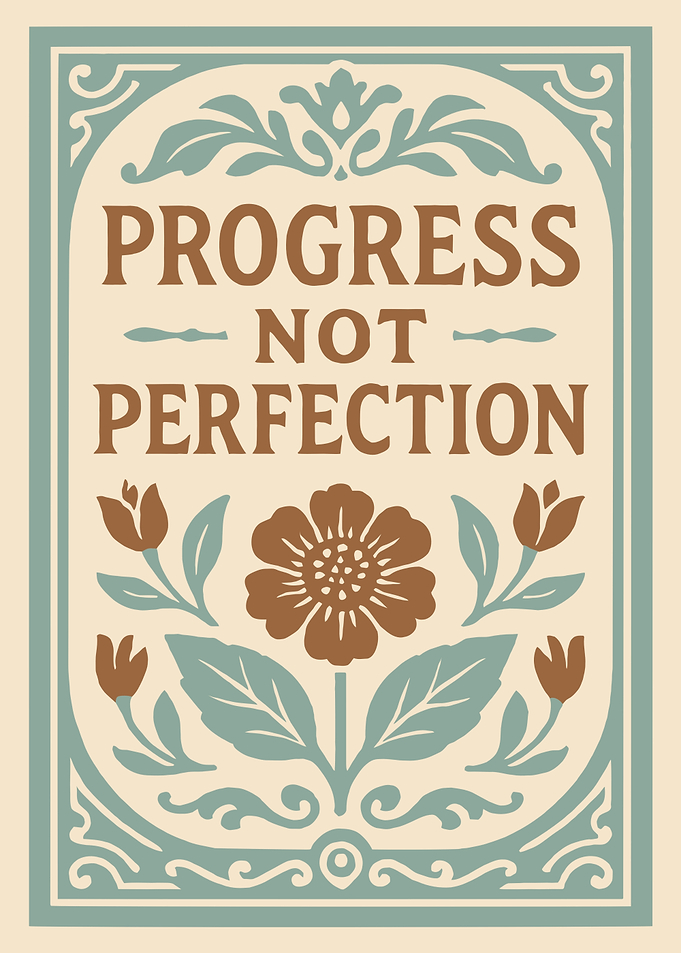 Progress Not Perfection Floral Art Print